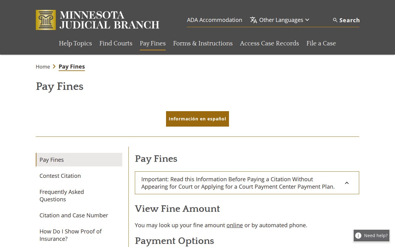 Chippewa County traffic warrant records: the citation payment page that warns of a failure to appear warrant