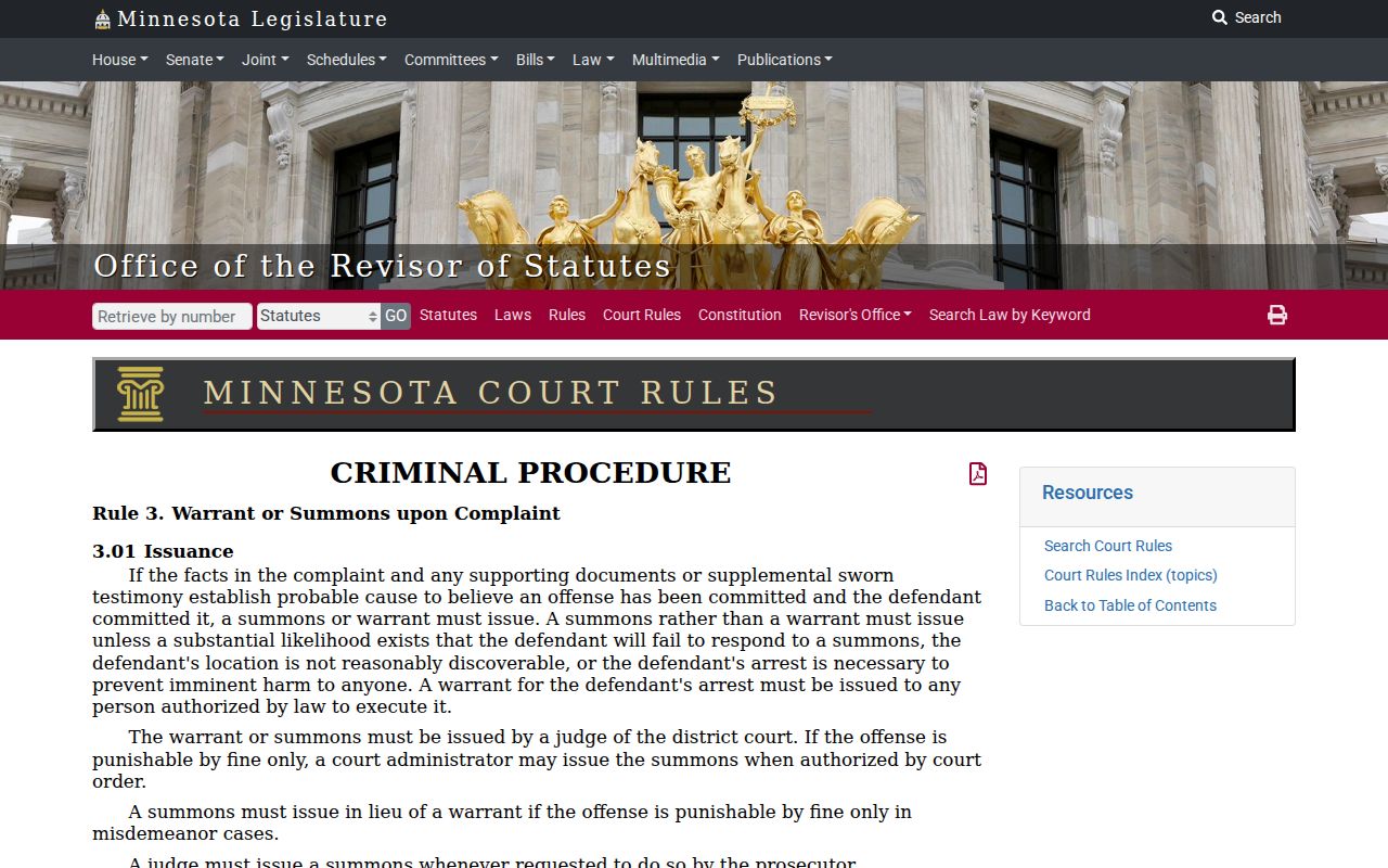 Chippewa County arrest warrant records: the criminal rule text governing warrants and summonses